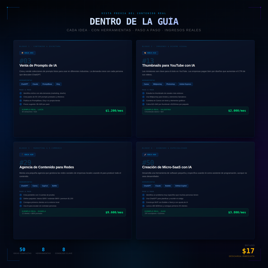 50 FORMAS DE GANAR DINERO CON IA